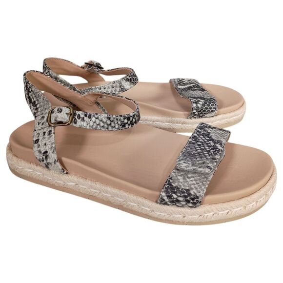 Abeo Sandals 7.5 Womens Grey Isle Strap Leather Flat Comfort Hook & Loop Casual - Picture 1 of 9